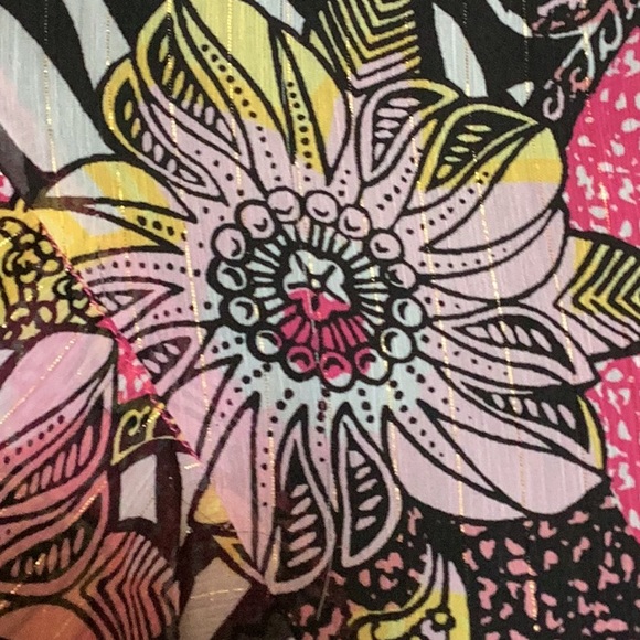 Pogo Club of NY Metallic Pink Floral Zebra Sequin Bling Layered Girls Top 6/6X - Picture 2 of 8